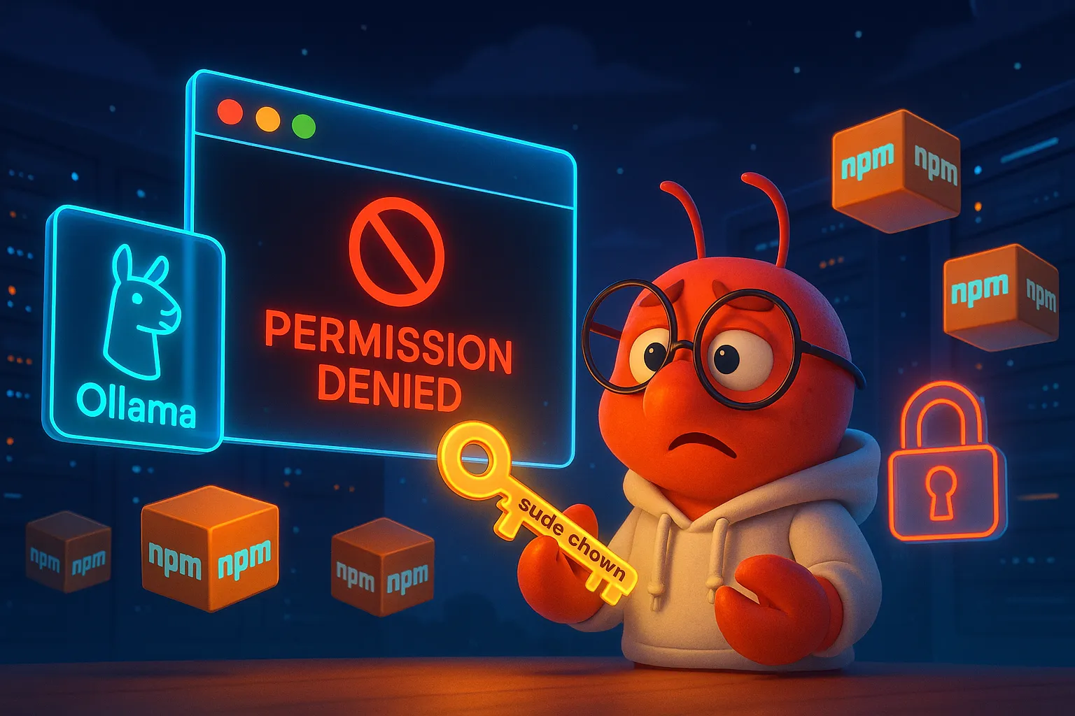 Ollama 安裝 OpenClaw 出現 npm 權限錯誤？一行指令搞定