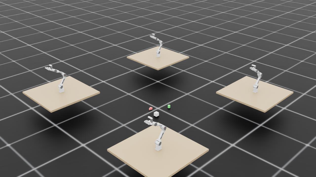 Isaac Lab Franka robot arms performing object manipulation in simulation