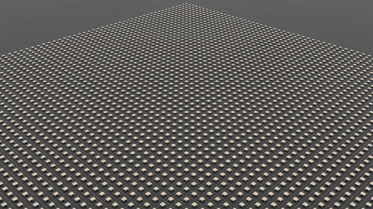 4096 PiPER robot arm environments running in parallel — bird's eye view